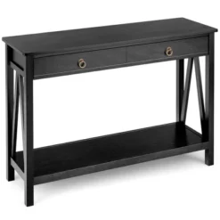 Costway Console Table Storage Shelf Modern Sofa Table W/ Drawer Entryway Hallway BlackCherry -Famous Furniture Store GUEST 153f37b4 2837 4e0e 8648 87dbd7fa2939