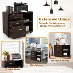Costway 3-Drawer Wood File Cabinet Mobile Lateral Printer Stand With Open Storage Shelves 14 Costway 3-Drawer Wood File Cabinet Mobile Lateral Printer Stand With Open Storage Shelves -Famous Furniture Store GUEST 16044a5c 233b 46c0 9824 de9ac482d73d