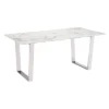 Modern Rectangular Faux Marble Dining Table - Stone, Brushed Stainless Steel - ZM Home -Famous Furniture Store GUEST 167b0c73 788b 4f8e 96e9 4f6a150d69f1