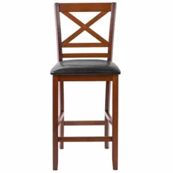 Costway Set Of 4 Bar Stools 25'' Counter Height Chairs W/ PU Leather Seat Walnut -Famous Furniture Store GUEST 167fea2b d116 4e62 949d 797d39adfa1f