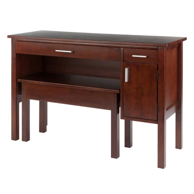 2pc Emmett Desk Set With Bench Walnut - Winsome 4 2pc Emmett Desk Set With Bench Walnut - Winsome - Image 2