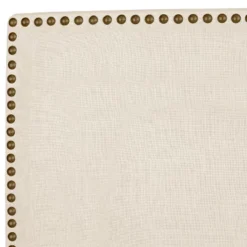 Queen Bella Nail Button Border Headboard Talc Linen/Brass - Skyline Furniture