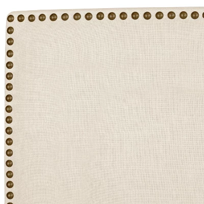 Queen Bella Nail Button Border Headboard Talc Linen/Brass - Skyline Furniture 3 Queen Bella Nail Button Border Headboard Talc Linen/Brass - Skyline Furniture