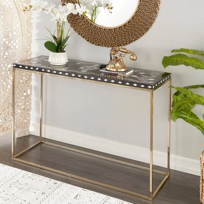 Eclectic Wood Console Table Gold - Olivia & May 3 Eclectic Wood Console Table Gold - Olivia & May