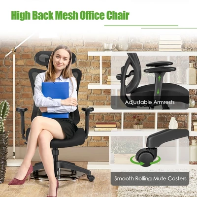 Costway Ergonomic High Back Mesh Office Chair W/ Adjustable Lumbar Support 6 Costway Ergonomic High Back Mesh Office Chair W/ Adjustable Lumbar Support - Image 4