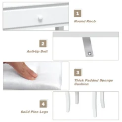 Tangkula Make-Up Vanity Table Dresser Set W/LED Light & Padded Stool -Famous Furniture Store GUEST 1a7849a1 c35a 412e b1e3 ee07bd61b717