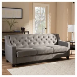 Arcadia Modern And Contemporary Fabric Upholstered Button Tufted Living Room 3 Seater Sofa - Baxton Studio -Famous Furniture Store GUEST 1a985c2d ee45 46bf 8499 aa0766678ecf