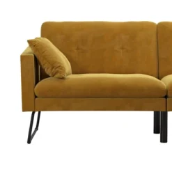 Neely Futon With Bolster Pillows Mustard Velvet - Mr. Kate -Famous Furniture Store GUEST 1c50e245 22ce 422f 809c b90ed0f5702b