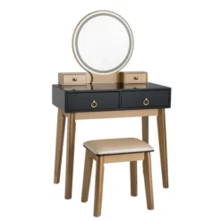 Costway Vanity Makeup Table Touch Screen 3 Lighting Modes Dressing Table Set BlackNavy Blue -Famous Furniture Store GUEST 1c5e0d70 9150 4a68 8823 227d2479b127