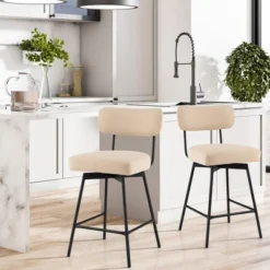 Costway Set Of 4 Swivel Bar Stools Counter Height Upholstered Kitchen Dining Chair Gray/Beige -Famous Furniture Store GUEST 1c7fbf8a 5003 4a38 9987 a64a762badf4