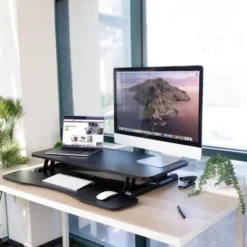 Mount-It! Standing Desk Converter | Height Adjustment From 4.3" To 19.9" | 37 Lbs. Weight Capacity | Black -Famous Furniture Store GUEST 1cfef923 8c57 4f4b 92d3 a27d0dd273a2