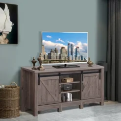 Costway TV Stand Sliding Barn Door Entertainment Center For TV's Up To 55'' With Storage -Famous Furniture Store GUEST 1e573c5b 5aeb 4629 a035 5a5d5f36442c
