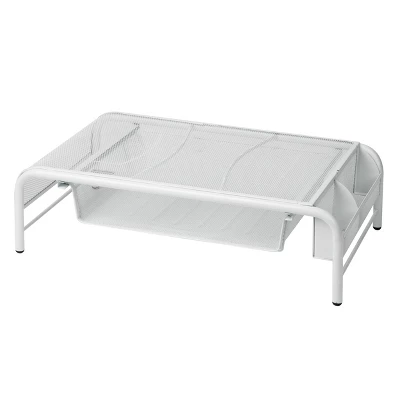 Mind Reader Mesh Monitor Stand With Drawer White 6 Mind Reader Mesh Monitor Stand With Drawer White - Image 4