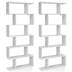 Tangkula 2 PCS 6-Tier S-Shaped Wooden Bookshelf Storage Bookcase Multifunctional Display Stand Shelf -Famous Furniture Store GUEST 1f4883a4 ca94 4f30 8b2e 8bc4198658b1