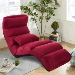 Costway Folding Lazy Sofa Chair Stylish Sofa Couch Bed Lounge Chair W/Pillow Burgundy -Famous Furniture Store GUEST 1fb1e3bc 3334 483d b7d5 874a84c64c06