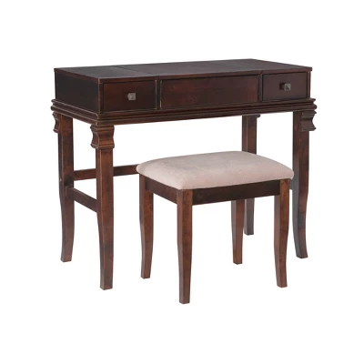 Home Angela Vanity Set Walnut - Linon 4 Home Angela Vanity Set Walnut - Linon - Image 2