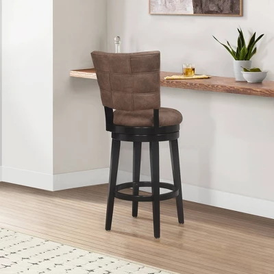30" Kaede Wood And Upholstered Swivel Barstool Black/Chestnut - Hillsdale Furniture 3 30" Kaede Wood And Upholstered Swivel Barstool Black/Chestnut - Hillsdale Furniture