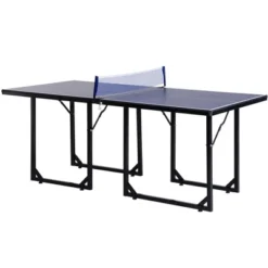 Soozier Midsize Table Tennis, Foldable Ping Pong Table With Net, Space Saving Folding Legs, Converts Into 2 Tables For Party Games, Cards, Blue -Famous Furniture Store GUEST 1fec1b46 9e15 49ff b150 d9ee4268305f