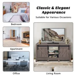 Costway TV Stand Sliding Barn Door Entertainment Center For TV's Up To 55'' With Storage -Famous Furniture Store GUEST 20830248 776c 4a91 955e 1f800d896f40