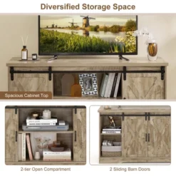 Costway 59'' Farmhouse TV Stand Sliding Barn Door Cabinet W/ Adjustable Shelf 19 Costway 59'' Farmhouse TV Stand Sliding Barn Door Cabinet W/ Adjustable Shelf -Famous Furniture Store GUEST 20a9bd14 a43d 4560 96d9 c53dc2987777
