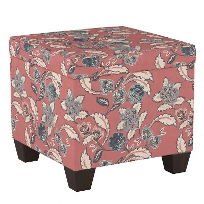 Storage Ottomans Faded Red Floral - Skyline Furniture 2 Storage Ottomans Faded Red Floral - Skyline Furniture