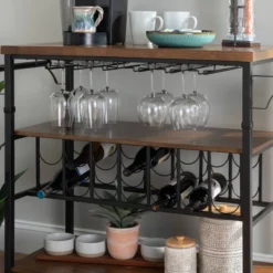 Austin Wine Cart Brown/Black - Linon -Famous Furniture Store GUEST 21132826 80d3 466a 868f 5506c822d82a