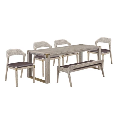 6pc Rectangular Montana Extendable Dining Set With 4 Side Chairs And 1 Bench - Boraam 3 6pc Rectangular Montana Extendable Dining Set With 4 Side Chairs And 1 Bench - Boraam