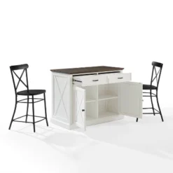 Clifton Kitchen Island With Camille Stools Distressed White/Black - Crosley 27 Clifton Kitchen Island With Camille Stools Distressed White/Black - Crosley -Famous Furniture Store GUEST 22313dbd 5dbe 4de0 be58 d23f87b29eeb