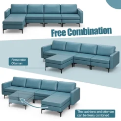 Costway Modular L-shaped Sectional Sofa W/ Reversible Chaise & 4 USB Ports 20 Costway Modular L-shaped Sectional Sofa W/ Reversible Chaise & 4 USB Ports -Famous Furniture Store GUEST 2264a9ca 17f8 4587 8078 754ed80de7cf