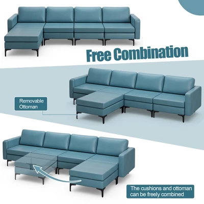 Costway Modular L-shaped Sectional Sofa W/ Reversible Chaise & 4 USB Ports 10 Costway Modular L-shaped Sectional Sofa W/ Reversible Chaise & 4 USB Ports - Image 8