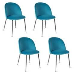 Tangkula Dining Chair Set Of 4 Upholstered Velvet Chair Set W/ Metal Base For Living Room -Famous Furniture Store GUEST 23415487 b48e 4a61 a30f fb82fa08597c