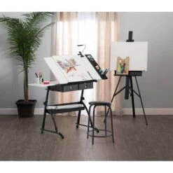 Core Drawing Table And Stool Set Charcoal Black/White - Studio Designs 40 Core Drawing Table And Stool Set Charcoal Black/White - Studio Designs -Famous Furniture Store GUEST 2380b8ce 2b6b 4e21 884d b85c3e3763dc