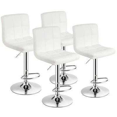 Costway Set Of 4 PU Leather Bar Stool Swivel Bar Chair W/ Adjustable Height 15 Costway Set Of 4 PU Leather Bar Stool Swivel Bar Chair W/ Adjustable Height - Image 13