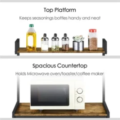 Yaheetech 5-Tier 56" H Baker’s Rack With Wire Basket & Power Outlets, Rustic Brown -Famous Furniture Store GUEST 24fa35f6 b5c3 4b82 a08e 1021846196d0