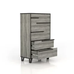 Mericalo 5 Drawer Staggered Chest Vintage Gray Oak - MiBasics -Famous Furniture Store GUEST 2543a5ee ed4e 4b2c 92b4 491ebcdacef4
