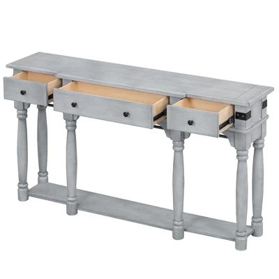 Vintage Style 60" Console Table With Storage Drawers And Bottom Shelf - ModernLuxe 6 Vintage Style 60" Console Table With Storage Drawers And Bottom Shelf - ModernLuxe - Image 4