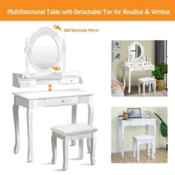 Costway White Vanity Wood Makeup Dressing Table Stool 3 Drawer 13 Costway White Vanity Wood Makeup Dressing Table Stool 3 Drawer -Famous Furniture Store GUEST 28fb6520 59e0 4761 b9f5 a99a151a34cb