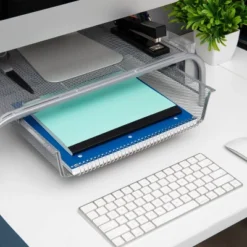 Mind Reader 2pk Metal Mesh Monitor Stand And Desk Organizer With Drawer Silver 15 Mind Reader 2pk Metal Mesh Monitor Stand And Desk Organizer With Drawer Silver -Famous Furniture Store GUEST 29093edb 9bc9 4404 b905 0da3c7571cb0