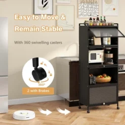 Costway 5-Tier Kitchen Baker's Rack Storage Cabinet Mobile Microwave Stand Flip-up Doors -Famous Furniture Store GUEST 292a52b7 47b2 4f14 b246 c22b8df21990