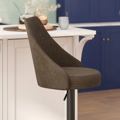 Flash Furniture Chrishelle Set Of 2 Commercial Adjustable Height Barstools With Upholstered Tufted Seats And Pedestal Base With Footring, Black 5 Flash Furniture Chrishelle Set Of 2 Commercial Adjustable Height Barstools With Upholstered Tufted Seats And Pedestal Base With Footring, Black - Image 4