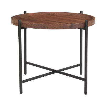 Huntley Contemporary Round Tray Top Side Table Brown/Black - Treasure Trove Accents 3 Huntley Contemporary Round Tray Top Side Table Brown/Black - Treasure Trove Accents