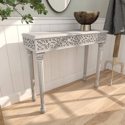 Farmhouse Mango Wood Console Table - Olivia & May 11 Farmhouse Mango Wood Console Table - Olivia & May - Image 9