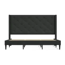 Glenwillow Home Huppe Upholstered Platform Bed Frame, Button-Tufted MCM Wingback, Mattress Foundation, No Box Spring Needed, Easy Assembly -Famous Furniture Store GUEST 2ba5827a 1340 471b 8a31 42699a6bb08b