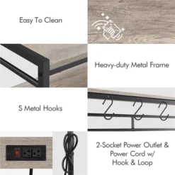 Yaheetech 4-tier 64" H Kitchen Baker's Rack With Power Outlet, Gray -Famous Furniture Store GUEST 2baf5317 8767 46a4 a714 c2266e311b22