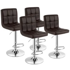 Costway Set Of 4 PU Leather Bar Stool Swivel Bar Chair W/ Adjustable Height 25 Costway Set Of 4 PU Leather Bar Stool Swivel Bar Chair W/ Adjustable Height -Famous Furniture Store GUEST 2bb0a45c 0638 4249 927b 5ea790455436