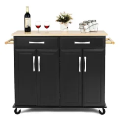 Costway Rolling Kitchen Trolley Island Black Cart Wood Top Storage Cabinet Utility W/ Drawers 16 Costway Rolling Kitchen Trolley Island Black Cart Wood Top Storage Cabinet Utility W/ Drawers -Famous Furniture Store GUEST 2bd06e9d dbf5 43db 9faf affe69ec89ad
