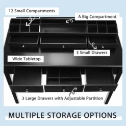 Costway Vanity Table Stool Set Large Tri-folding Lighted Mirror 6 Drawer Dresser WhiteBlack -Famous Furniture Store GUEST 2bda095b 4709 48d5 aeb2 cd1a65f736cc