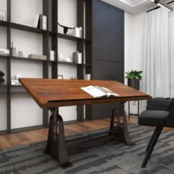 Industrial Teak Wood Console Table Brown - Olivia & May -Famous Furniture Store GUEST 2c879e62 c9e4 402b 83e3 663b4be8d6e0