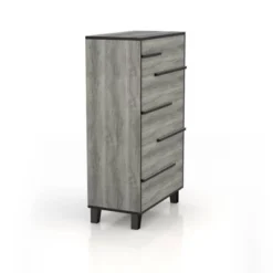 Mericalo 5 Drawer Staggered Chest Vintage Gray Oak - MiBasics -Famous Furniture Store GUEST 2da5046b 2377 40af b310 8072588feb55