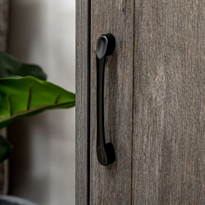 HOMCOM Farmhouse Coffee Bar Cabinet, Kitchen Sideboard, Buffet Cabinet With Sliding Barn Door And 3 Storage Drawers For Living Room, Dark Gray 7 HOMCOM Farmhouse Coffee Bar Cabinet, Kitchen Sideboard, Buffet Cabinet With Sliding Barn Door And 3 Storage Drawers For Living Room, Dark Gray - Image 5